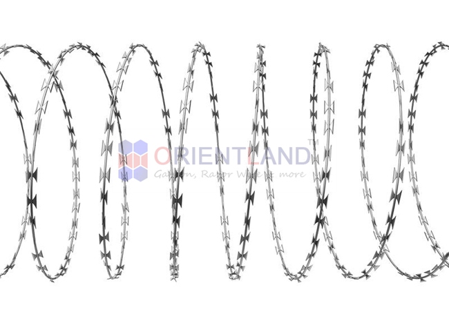 Uncliped Razer Wire Single Coil Razor Wire / Jail Wire Fence 54-56 Loops Quick To Install