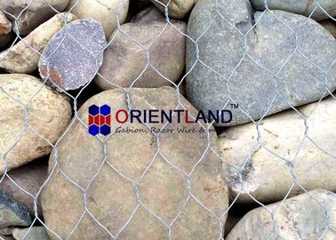 Galfan Coated Gabion Stone Cages , Galvanized Gabion Basket Retaining Wall